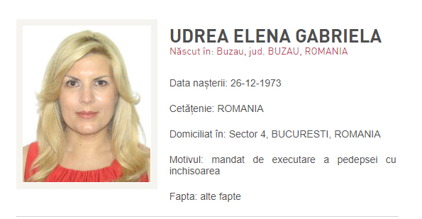 CEDO refuză să suspende mandatul european de arestare pe numele Elenei Udrea