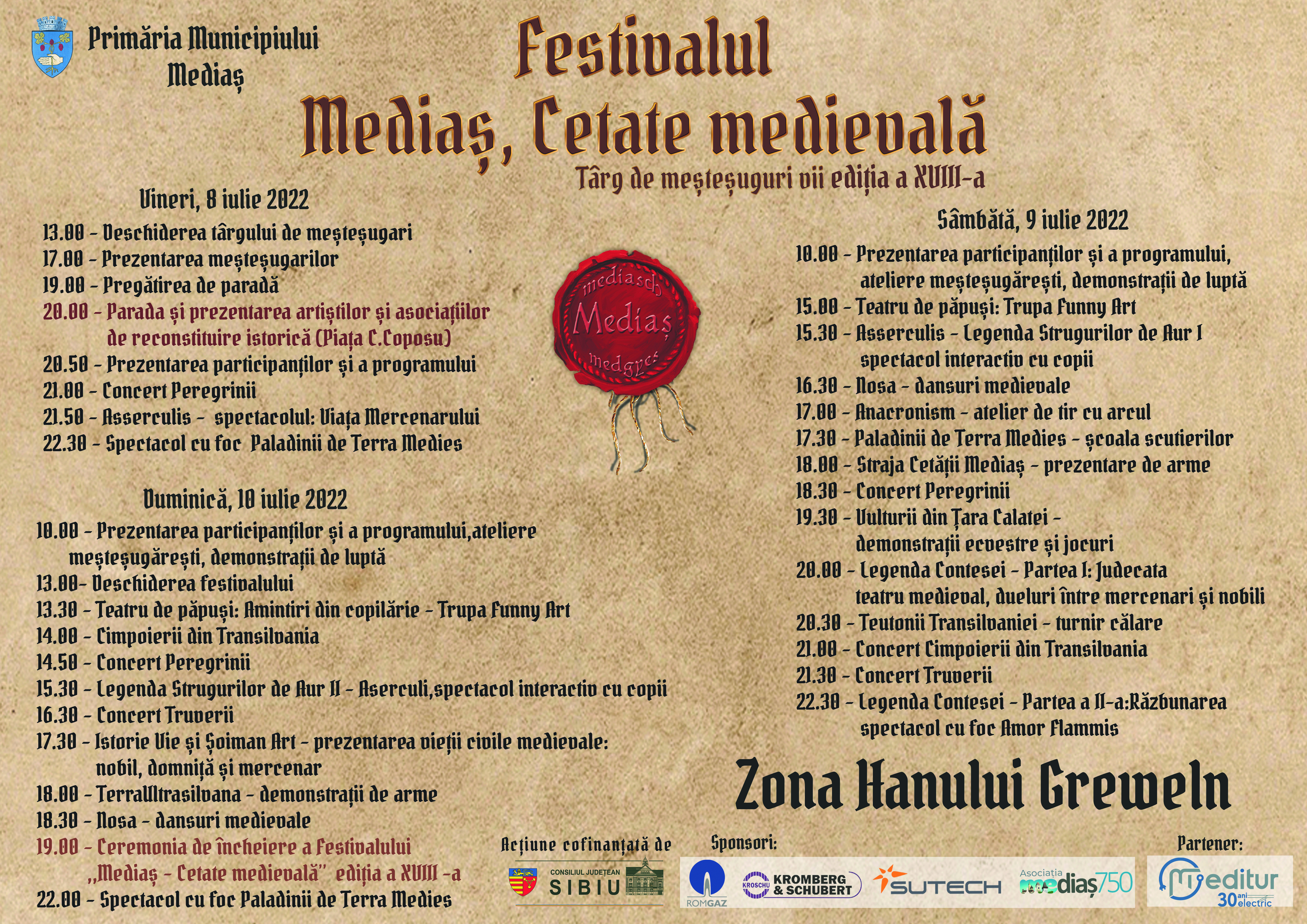 Începe Festivalul ,,Mediaș, Cetate medievală“. Programul evenimentului