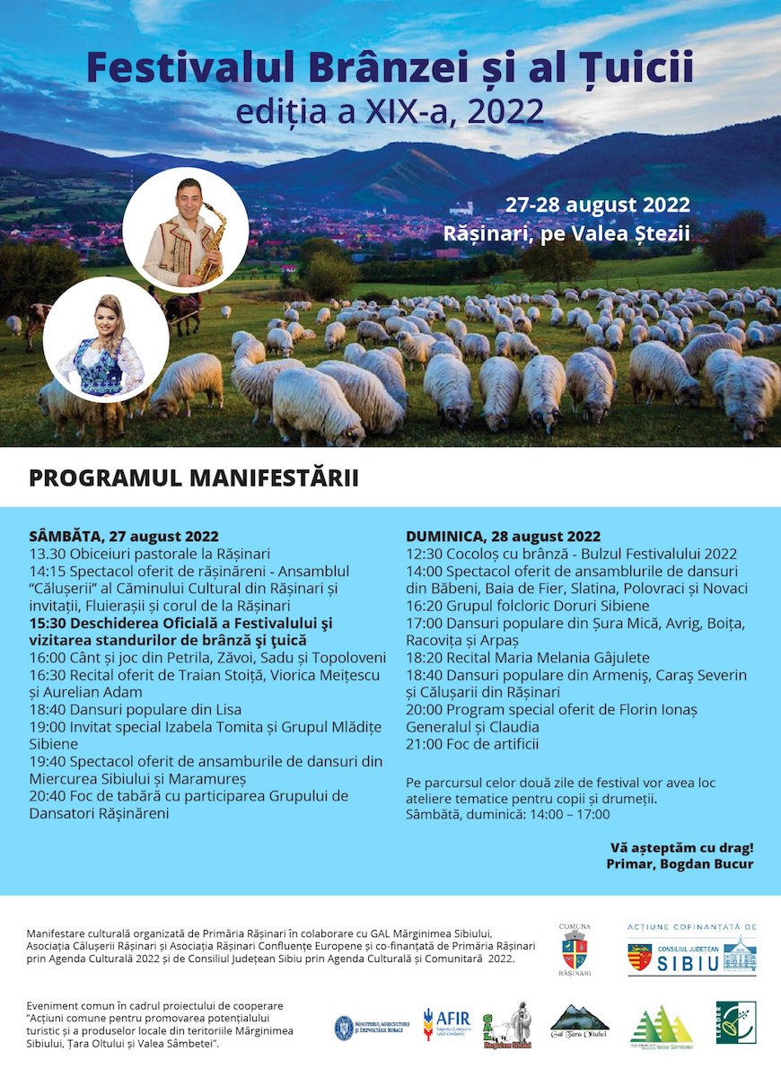 Rășinărenii sărbătoresc în acest weekend Festivalul brânzei și al țuicii. Două zile cu tradiții din Mărginimea Sibiului, pe Valea Ștezii