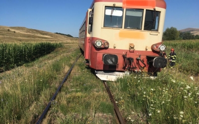 Un tren regio a deraiat în Mureș după ce a lovit o vacă. Două persoane au avut nevoie de îngrijiri medicale