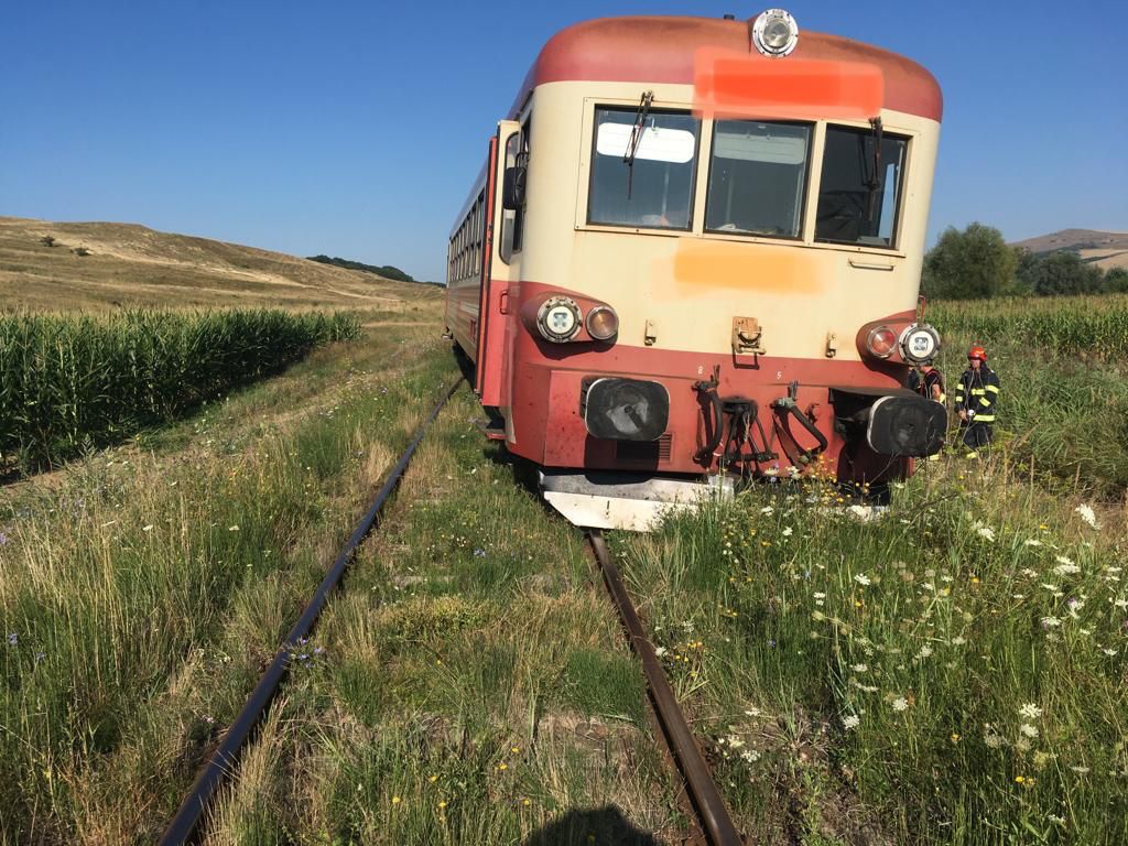 Un tren regio a deraiat în Mureș după ce a lovit o vacă. Două persoane au avut nevoie de îngrijiri medicale