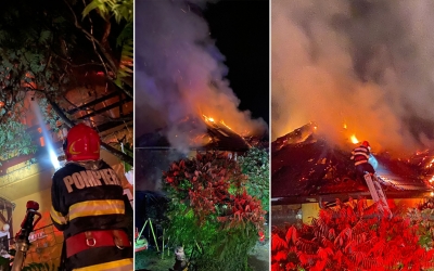 Pompier sibian prins că a dat foc intenționat unei case. Două ore s-au luptat colegii cu flăcările