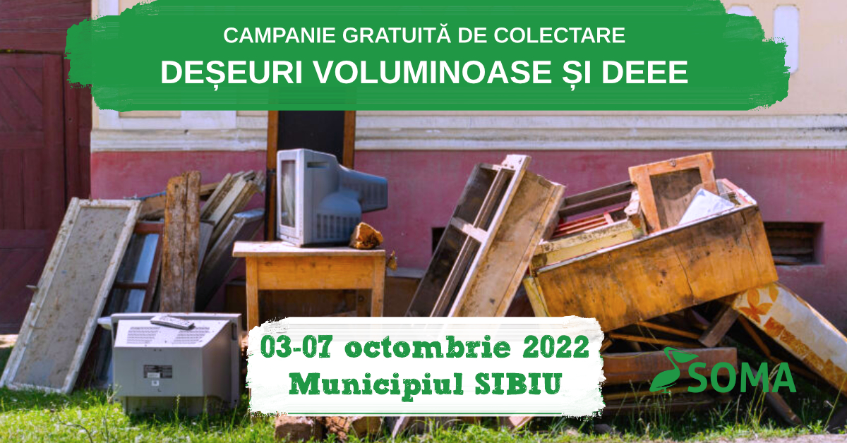 Octombrie 2022: Soma organizează campanie de colectare a deșeurilor voluminoase, inclusiv a celor electrice și electronice