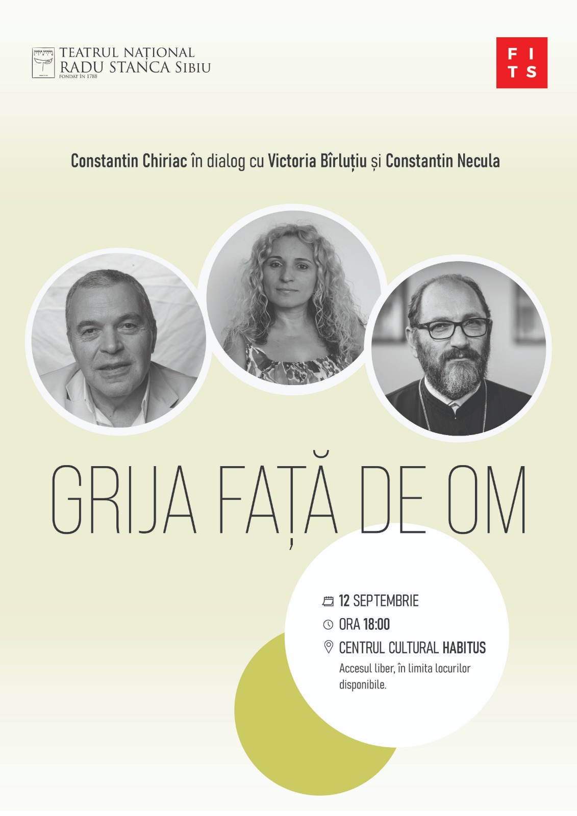 „Grija față de om” - conferință specială cu medicul Victoria Bîrluțiu, preotul Constantin Necula și directorul TNRS, Constantin Chiriac