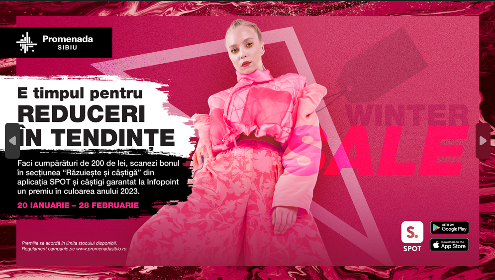 Promenada Sibiu colorează iarna în roz magenta: Winter Sale cu premii în culoarea anului 2023