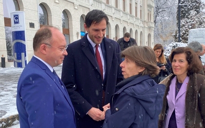 Miniștrii de externe ai Franței și Regatului Țărilor de Jos în vizită la Sibiu. Discuții cu ministrul Aurescu despre Schengen