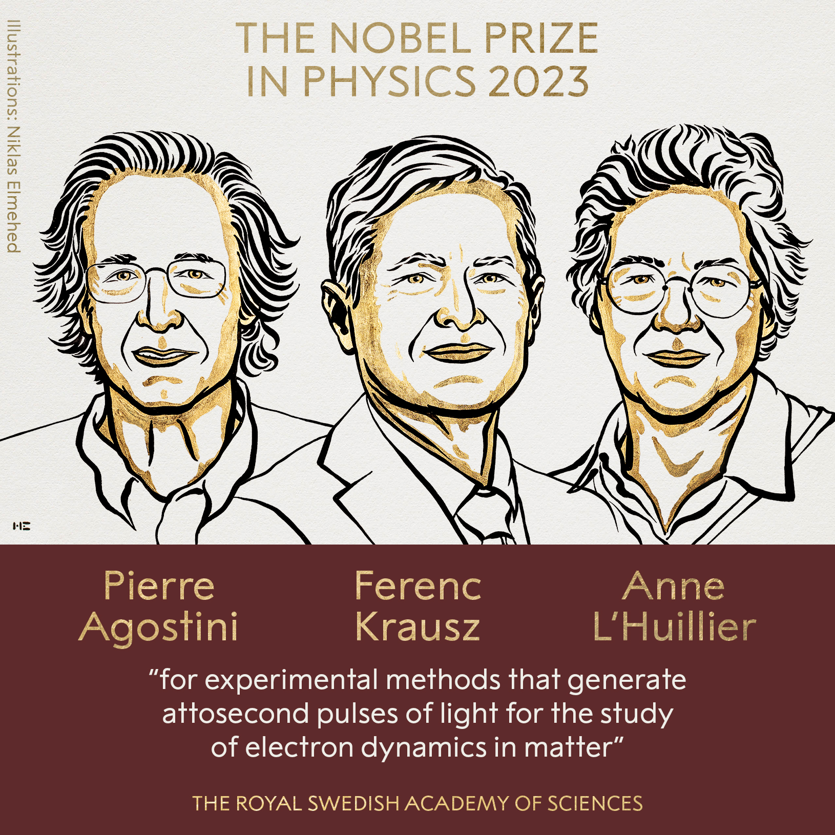 Nobel 2023: Pierre Agostini, Ferenc Krausz şi Anne L'Huillier au câştigat premiul Nobel pentru fizică
