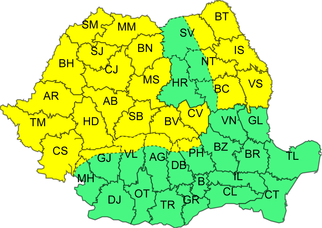 Două zile cu vânt puternic. Meteorologii au emis o avertizare cod galben