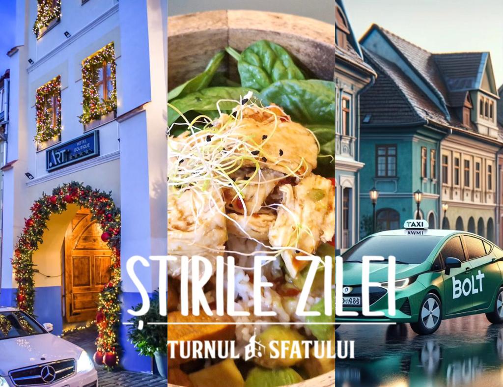 Știrile weekend-ului, la Sibiu: trei zile prin Sibiu cu Bolt, Uber și taxi, cele mai frumoase clădiri împodobite de Crăciun, cronică de restaurant