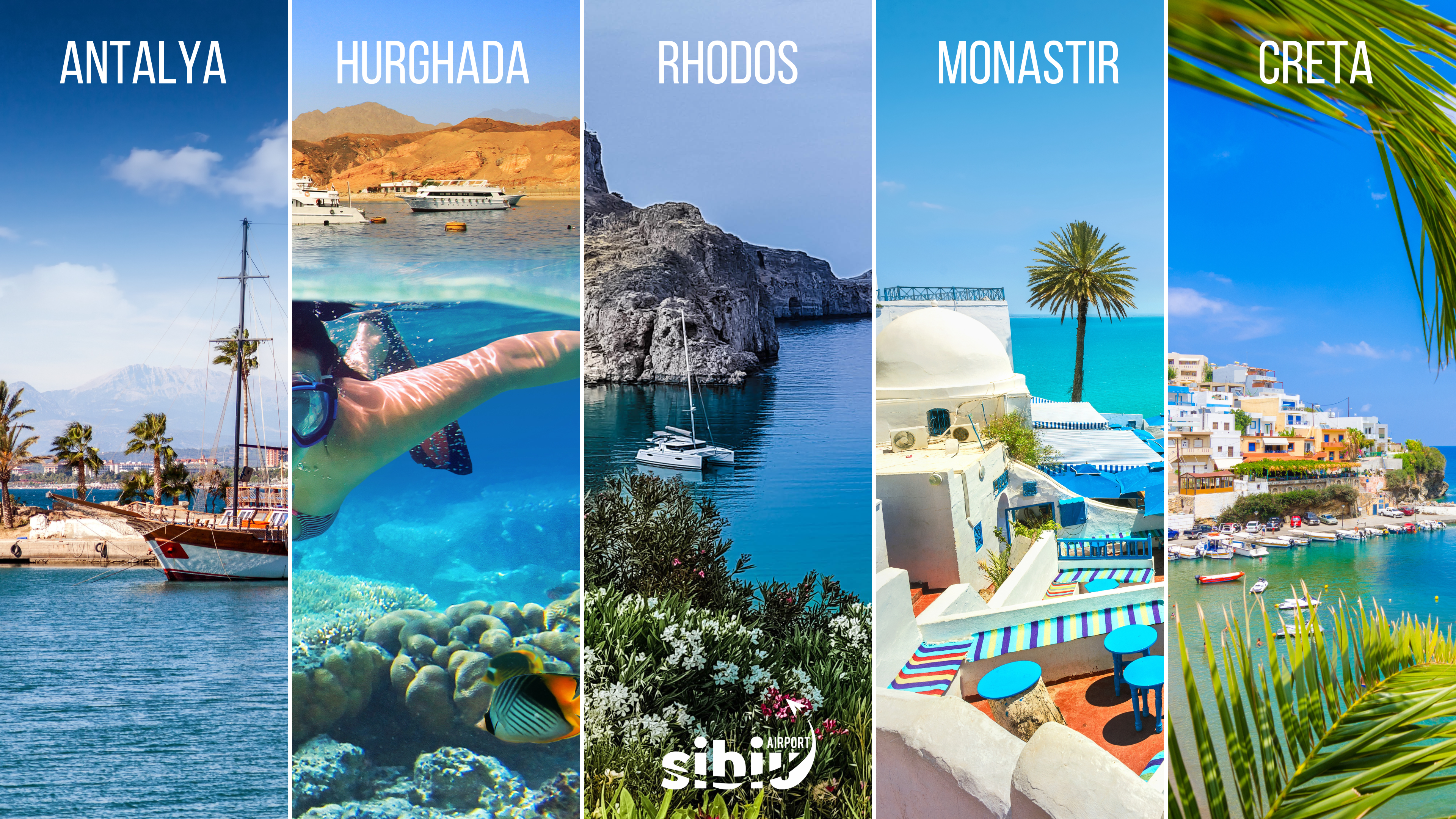 Zbor direct Sibiu-Rhodos în 2024. Cinci destinații de vacanță cu plecare de pe Aeroportul Sibiu
