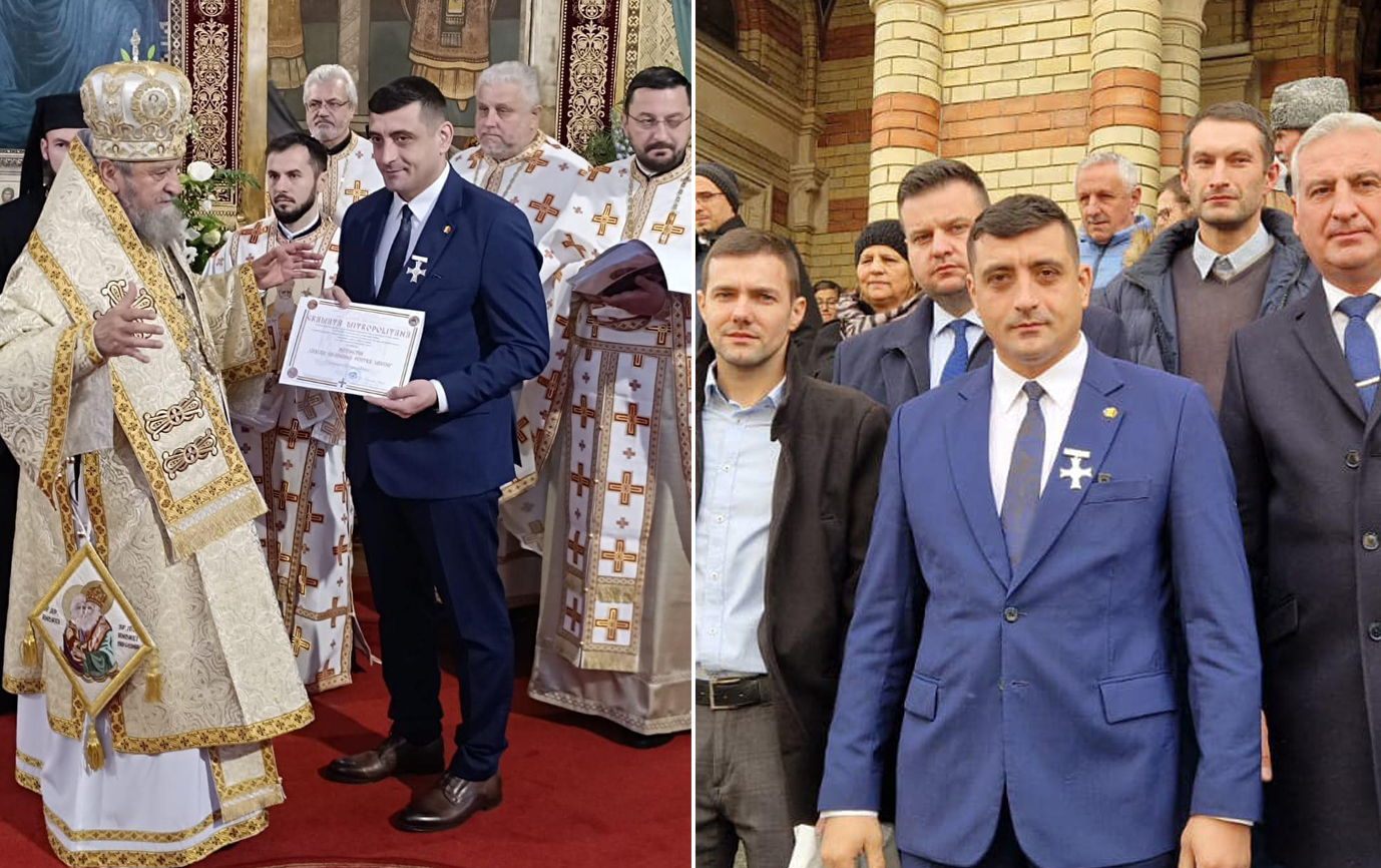 George Simion a primit de la ÎPS Laurențiu ”Crucea Șaguniană”. Au mai primit distincția în trecut Carabulea, Maricuța, Becali, Trif, Turcan și Pleșu