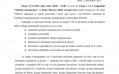 Start competiție “Tânărul Antreprenor” - Ediția a II-a