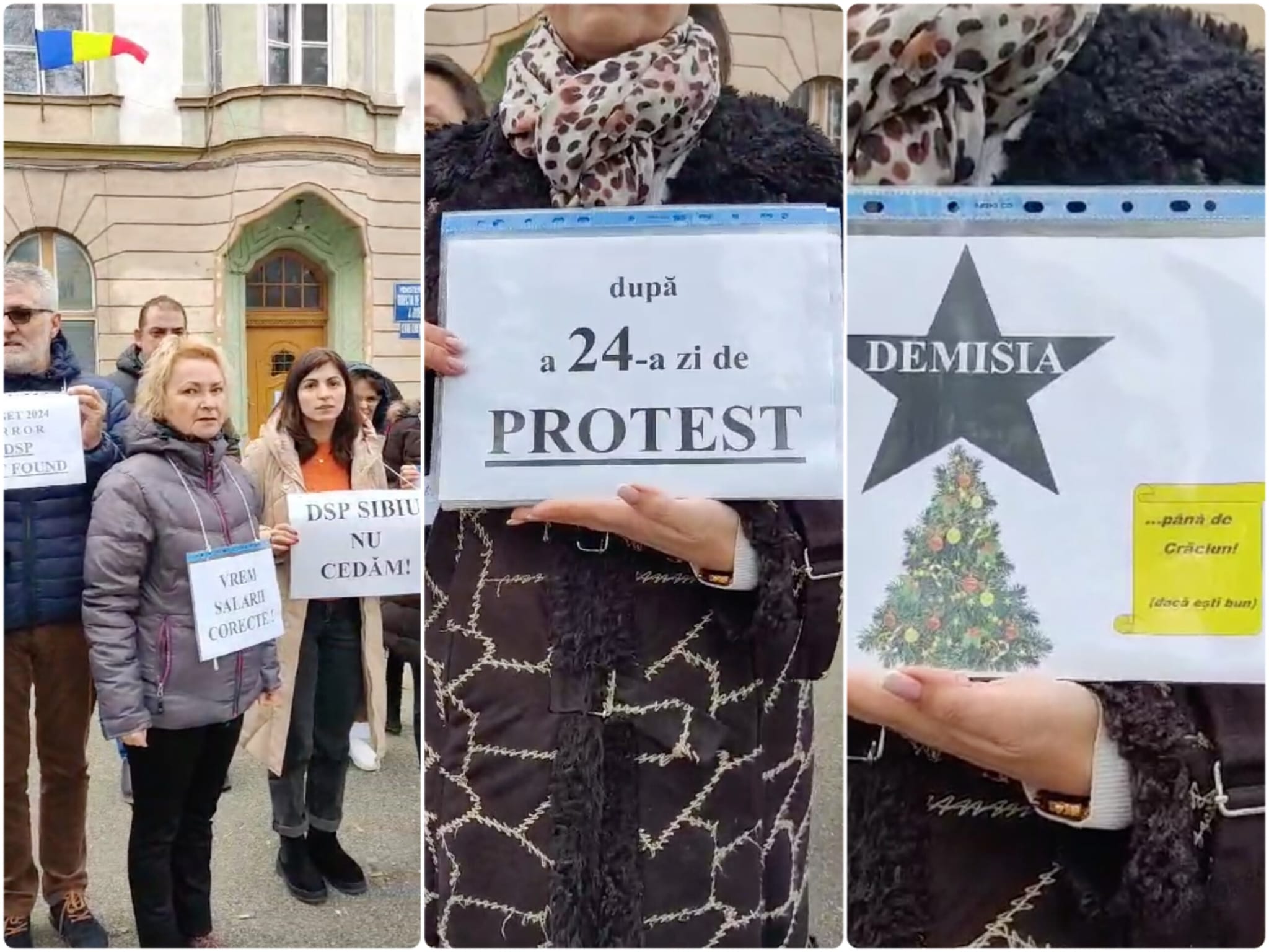 În a 24-a zi de protest, angajații DSP Sibiu au cerut demisia ministrului Sănătății: „până de Crăciun... dacă ești bun”
