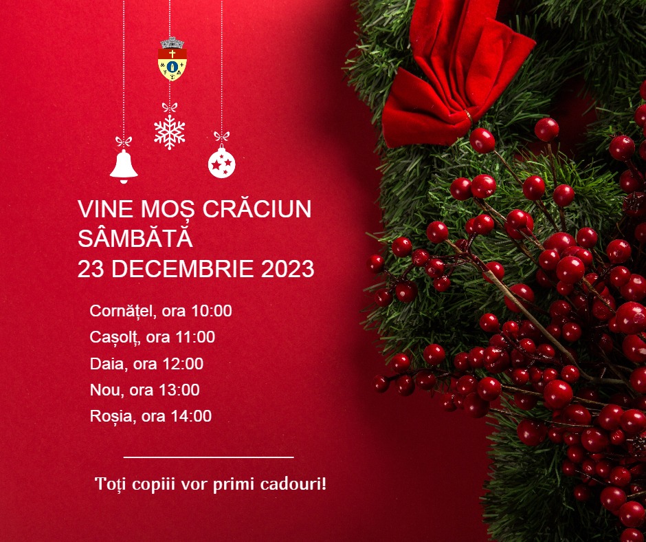 Moș Crăciun ajunge și în acest an la copiii din comuna Roșia. „Vine cu sacul plin de daruri și le împarte tuturor”