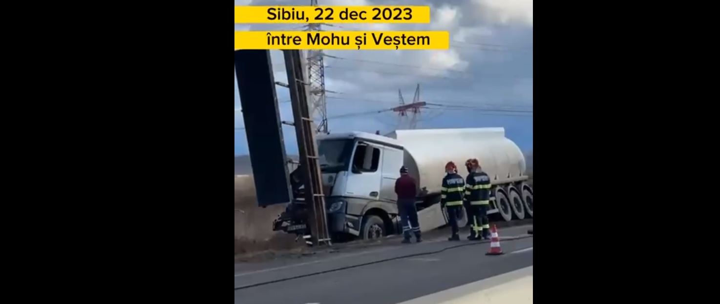 Alertă cu pericol de explozie pe TikTok. ISU Sibiu: „Nu au fost înregistrate victime, nici scurgeri de combustibil”