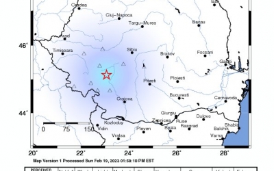 Două cutremure de magnitudini 3,3 şi 3,1 pe Richter, la interval de trei minute, duminică în Gorj