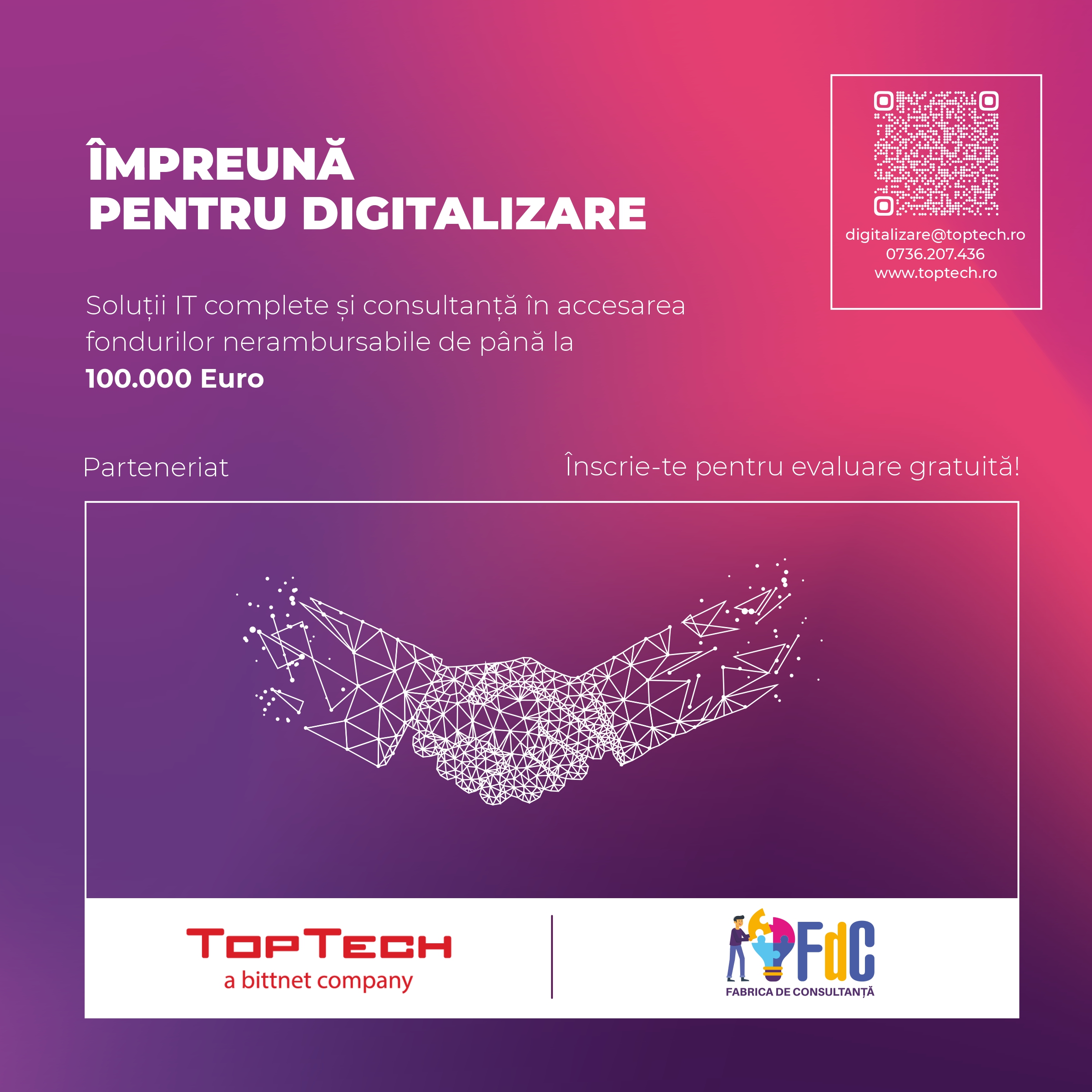 TopTech și Fabrica de Consultanță - Parteneriat pentru programul PNRR dedicat digitalizării IMM-urilor