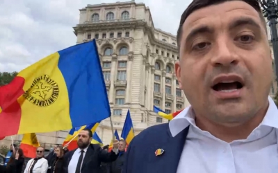 Protest ilegal AUR la Parlament - Simion o acuză pe Firea că „vinde copiii României