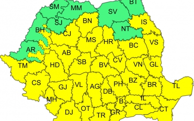 Cod galben de furtună şi averse în tot județul Sibiu, până la ora 23