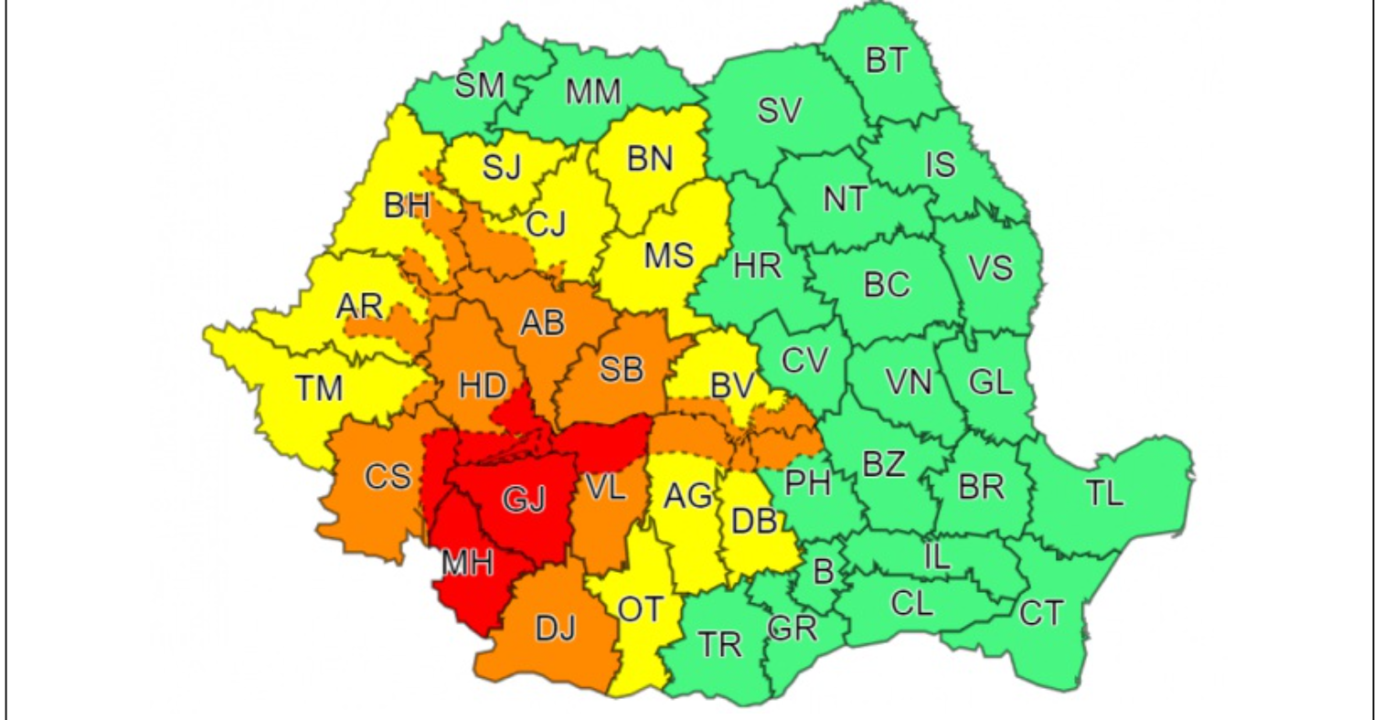 Sibiul, sub cod portocaliu de averse și grindină: izolat, cantitățile de apă vor depăși 60 de litri/mp