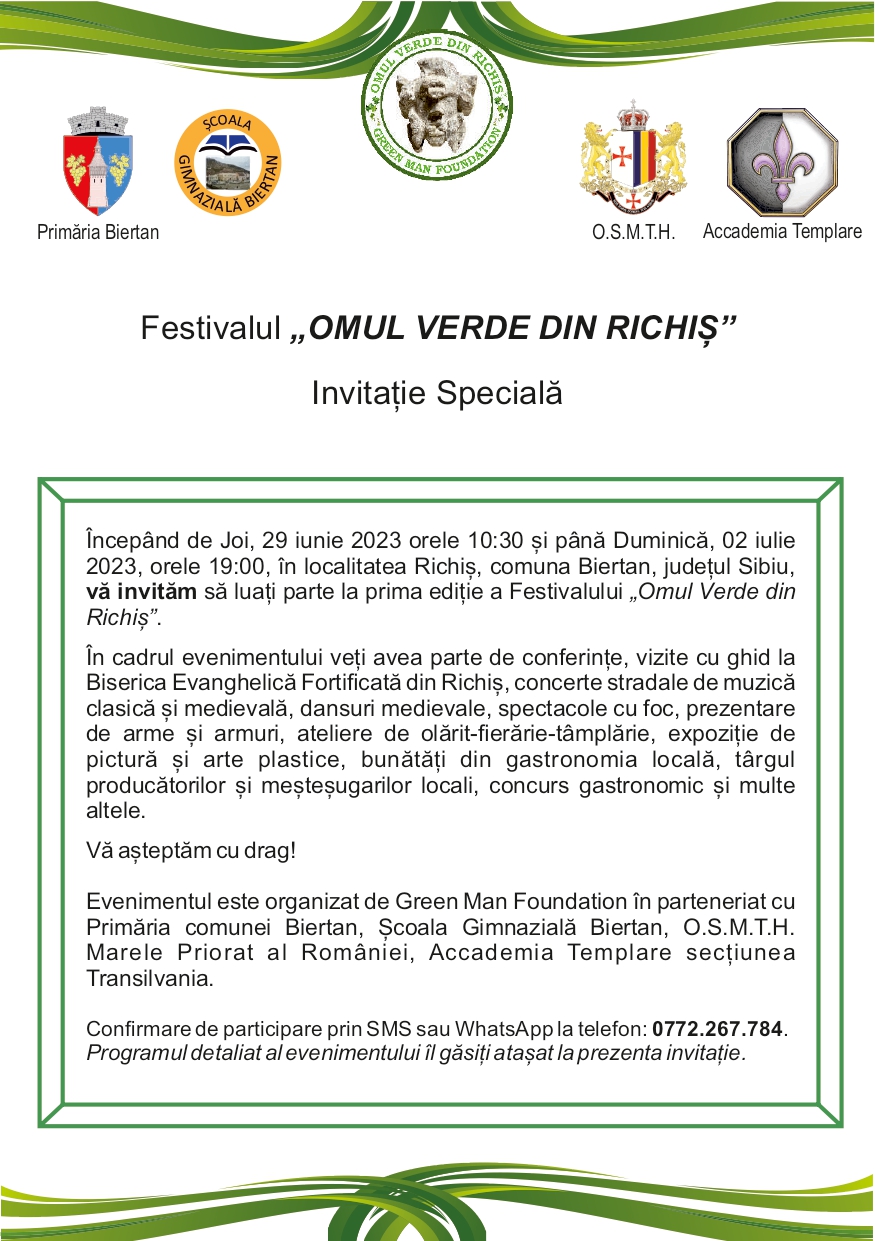 Hai la Festivalul ”Omul Verde din Richiș” ediție de excepție