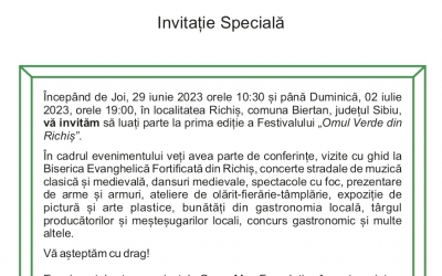 Hai la Festivalul ”Omul Verde din Richiș” ediție de excepție