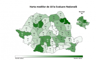 Județele cu cele mai multe medii de 10 la Evaluarea Națională: Sibiul nu este printre acestea