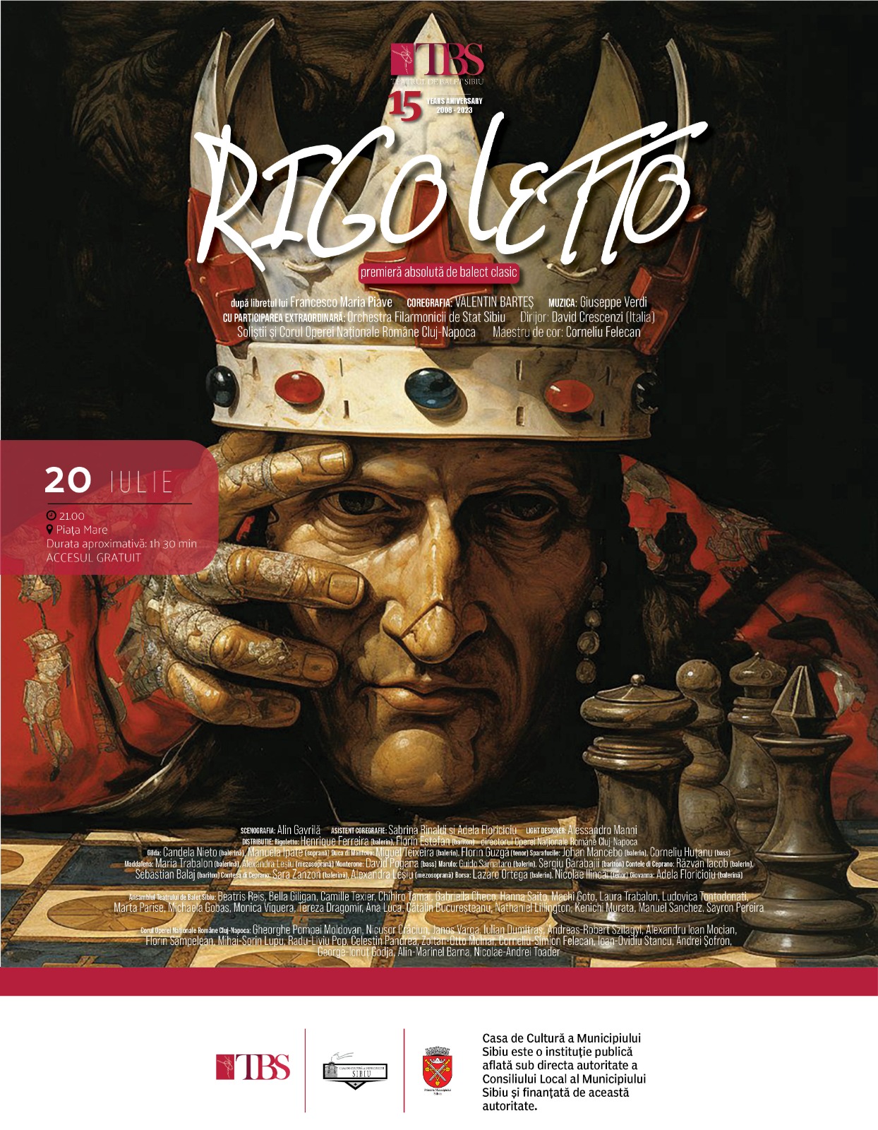Premiera absolută de balet clasic „Rigoletto” închide stagiunea baletului sibian, în Piața Mare