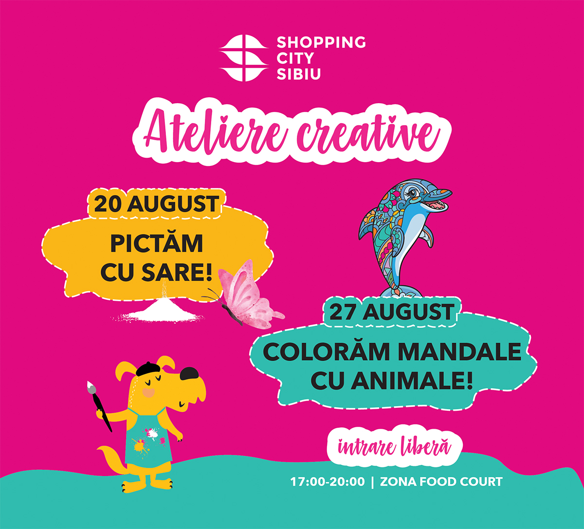 Shopping City Sibiu organizează ateliere creative pentru copii: pictură cu sare, mandale cu animale și creioane cu antene