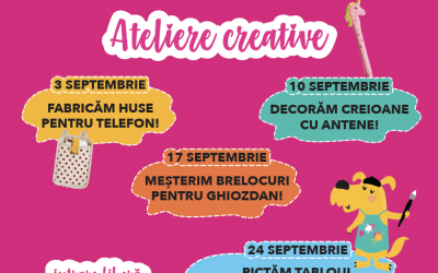 Luna septembrie începe cu o nouă serie de ateliere pentru copii la Shopping City Sibiu: creație de brelocuri pentru ghiozdan, huse  simpatice pentru telefon și tablouri cu semnele de punctuație