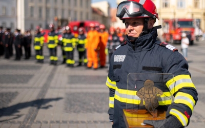 Marius Nagy este pompierul anului 2023 în Sibiu. A salvat viața unui bărbat care a căzut într-un canal adânc de 5 metri