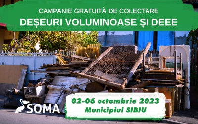 2-6 octombrie: Soma organizează o nouă campanie de colectare a deșeurilor voluminoase din Sibiu, inclusiv a celor electrice și electronice