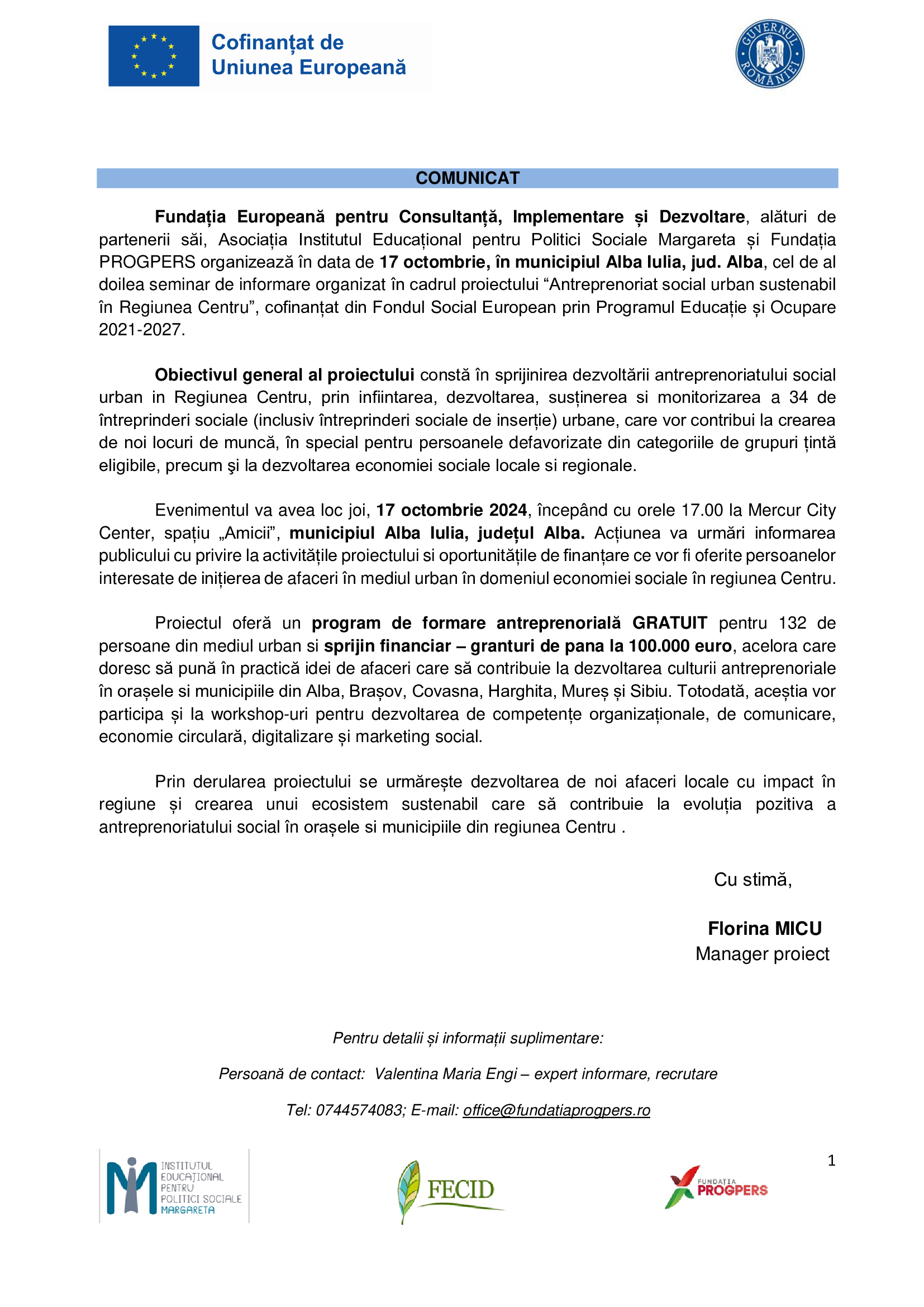 Comunicat de presă