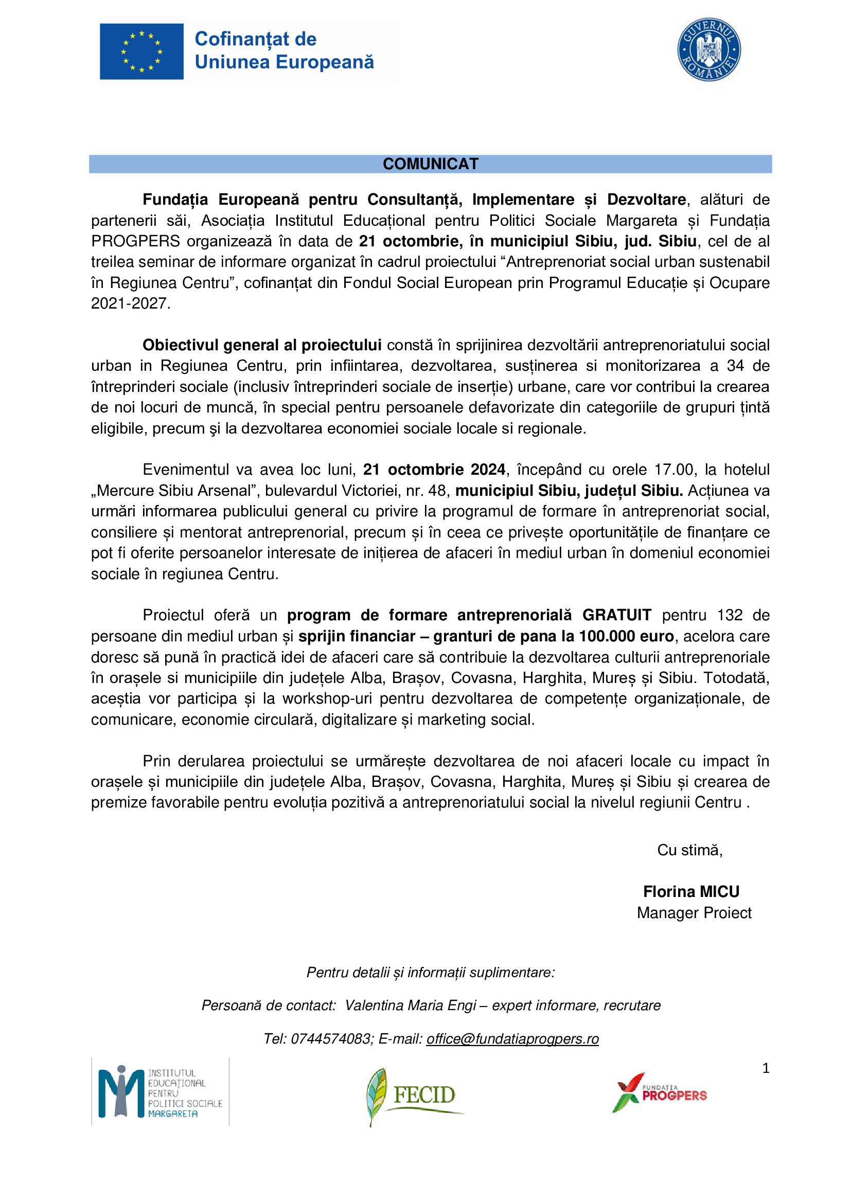 Comunicat de presă
