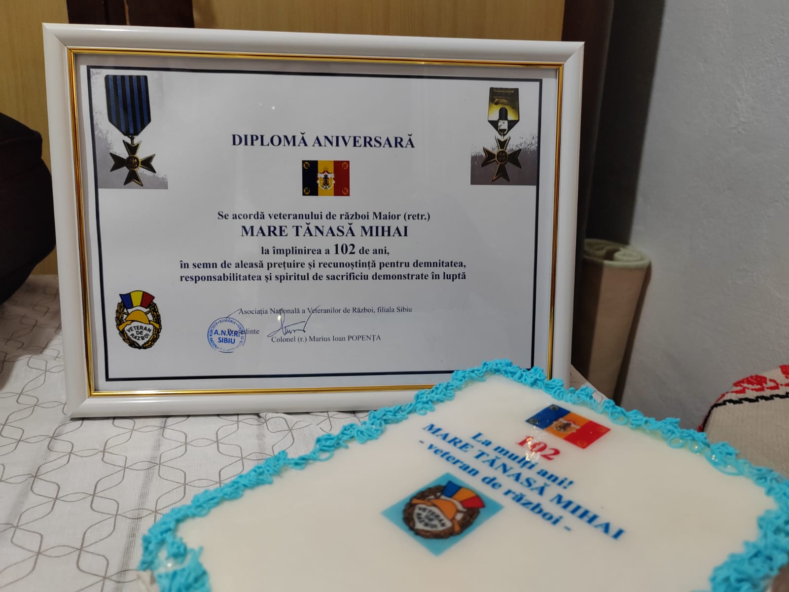 Veteranul de război Mihai Tănase Mare a împlinit 102 ani. Este cel mai bătrân veteran al Sibiului
