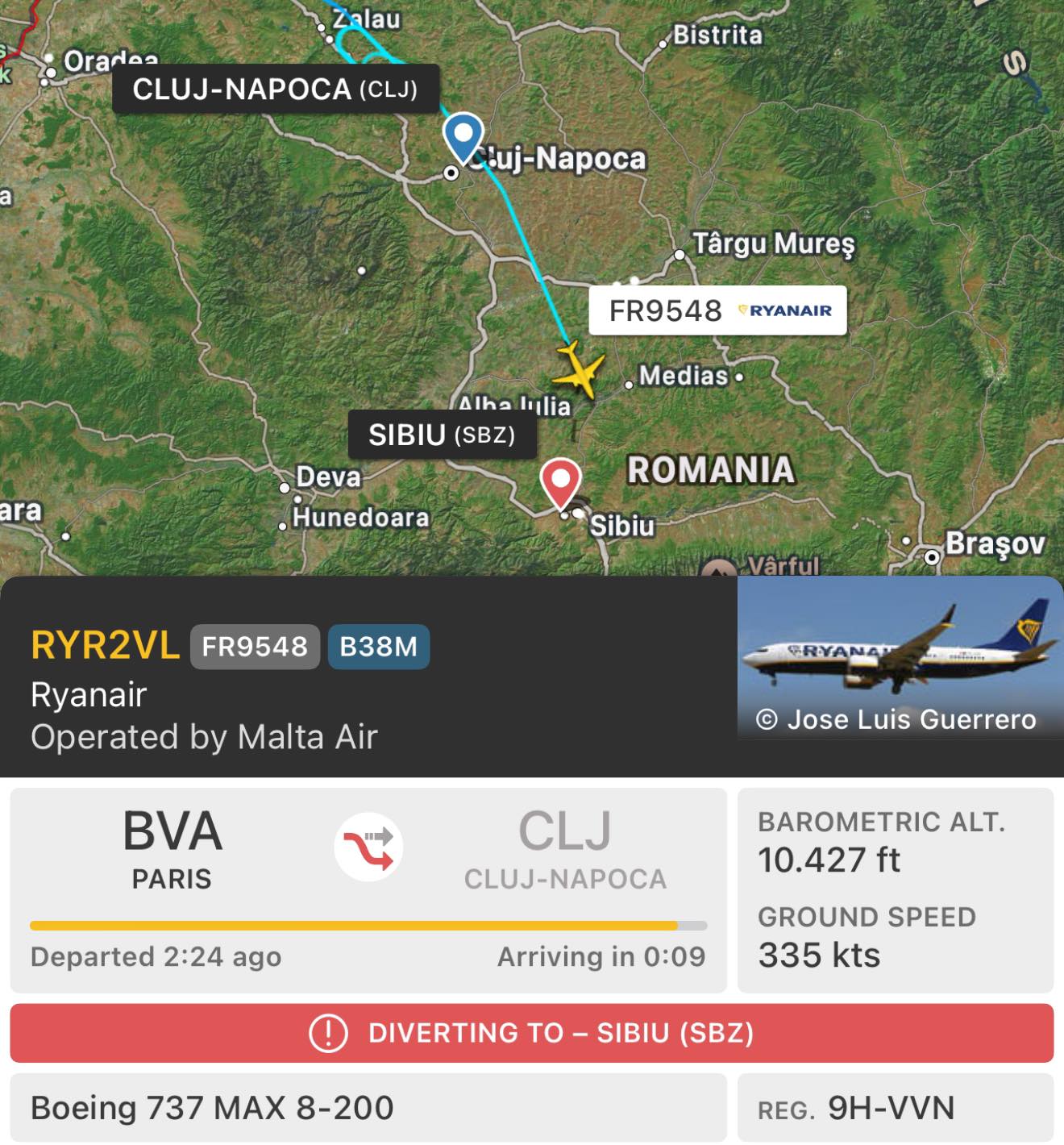 Curse Tarom și Ryanair de la București și Paris ajung la Sibiu din cauza ceții din Cluj. Un avion de la Roma așteaptă în aer îmbunătățirea condițiilor meteo