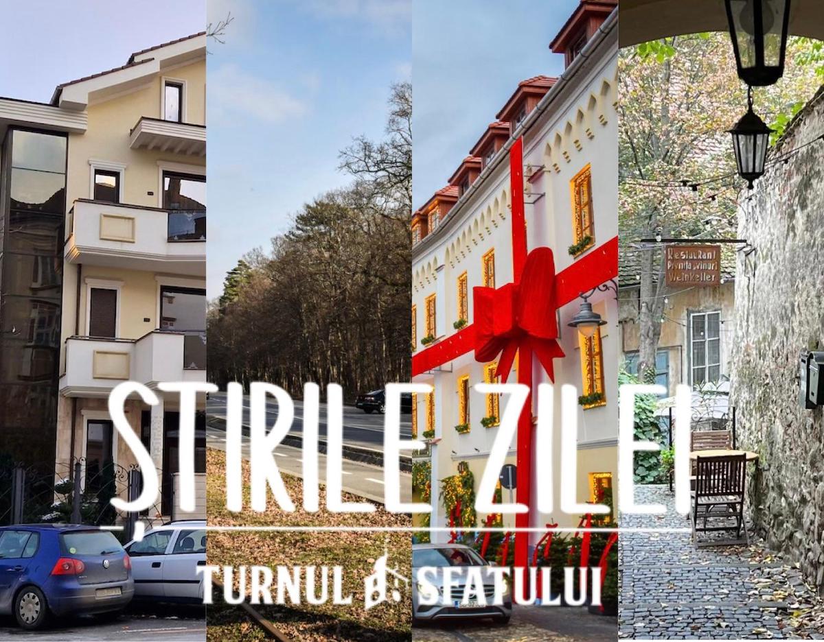 Știrile zilei, la Sibiu: Primele clădiri din centrul Sibiului împodobite de Crăciun, instanța a autorizat Primăria să demoleze vila de milioane de euro de pe Calea Dumbrăvii, contre între USR și Gheorghe Huja