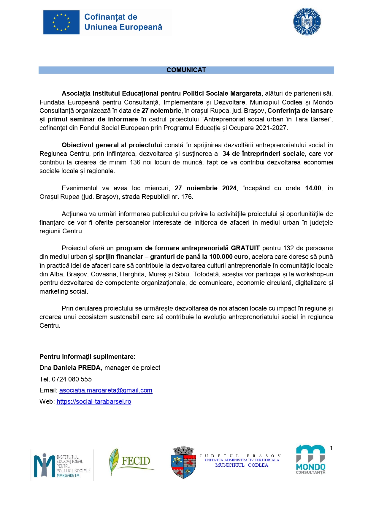 Comunicat de presă