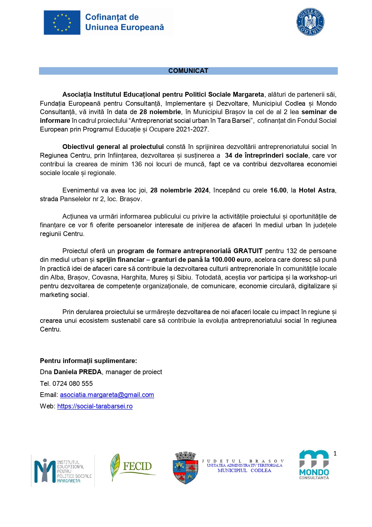Comunicat de presă