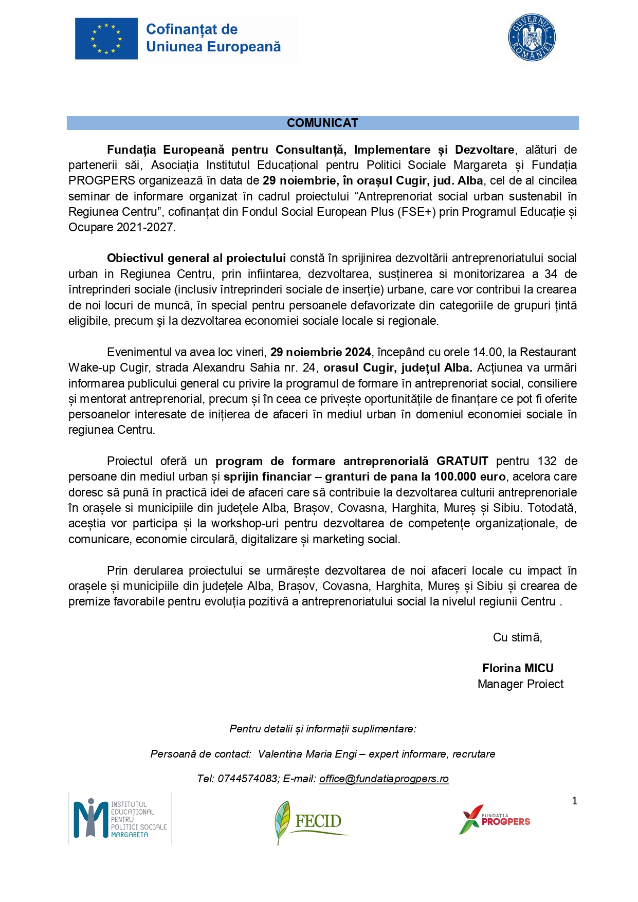 Comunicat de presă