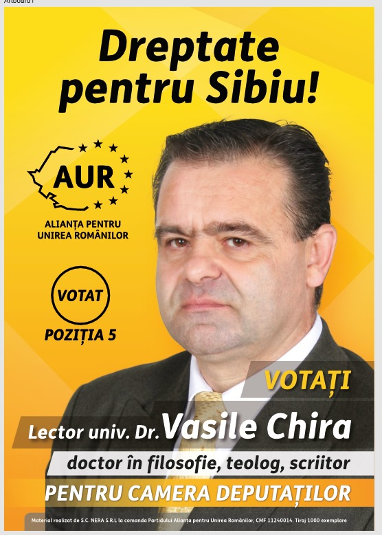 Povețele mele electorale, în calitate de candidat AUR la Camera deputaților pe județul Sibiu, în 46 de capete