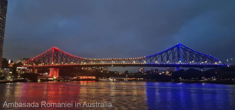 Australia: Tricolorul românesc, proiectat pe clădiri emblematice din Brisbane cu ocazia Zilei Naţionale de 1 Decembrie