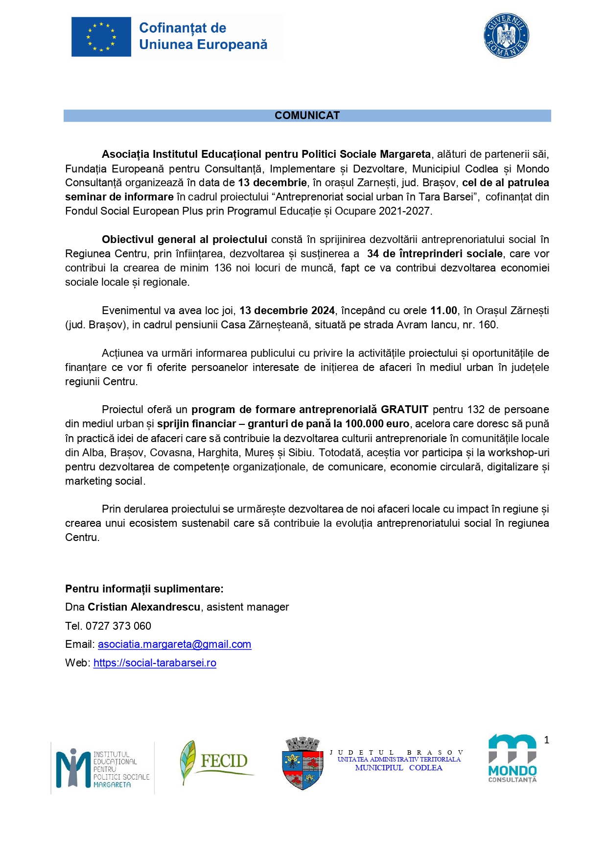 Comunicat de presă