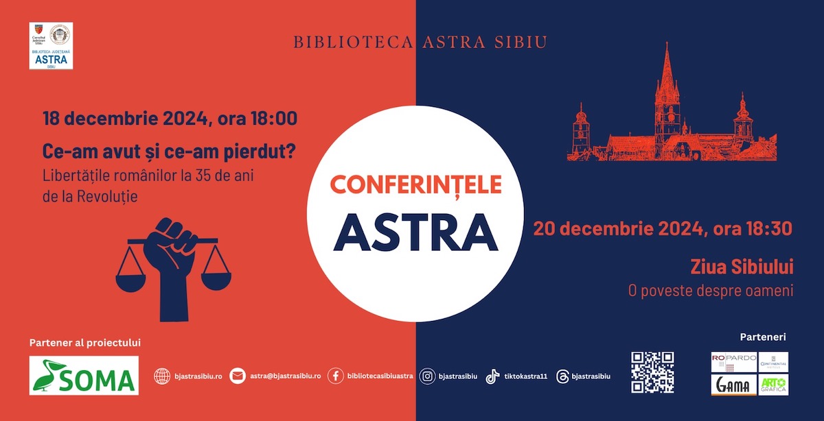 Două noi dezbateri la „Conferințele Astra”, în luna decembrie. Una dintre ele este despre Ziua Sibiului, sărbătorită în 20 decembrie