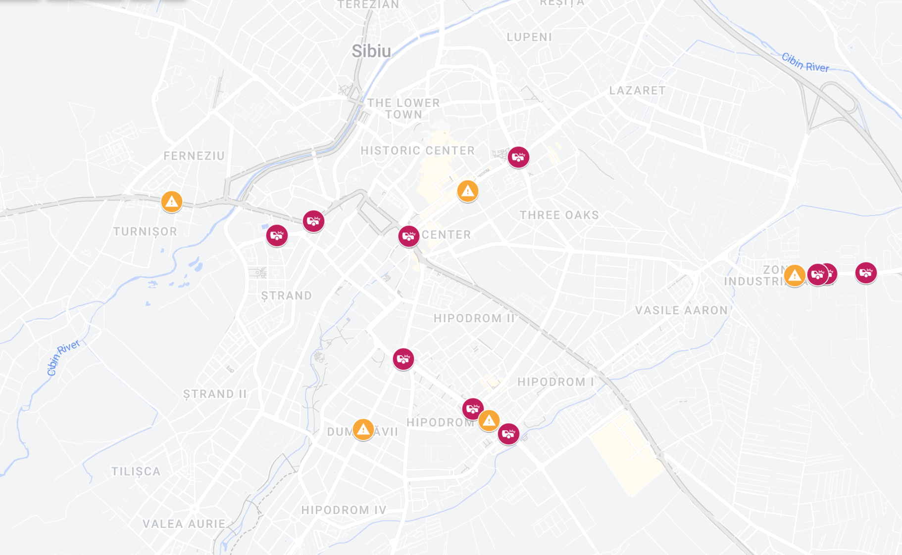 Harta celor mai periculoase străzi și intersecții din orașul Sibiu. Șoseaua Alba Iulia, în top, cu 11 accidente în primele zece luni ale anului