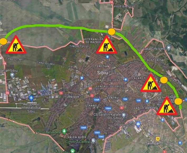 Restricții de circulație pe autostrada A1, pe centura Sibiului. În următoarele 2 săptămâni vor fi închise pe rând mai multe bretele de acces
