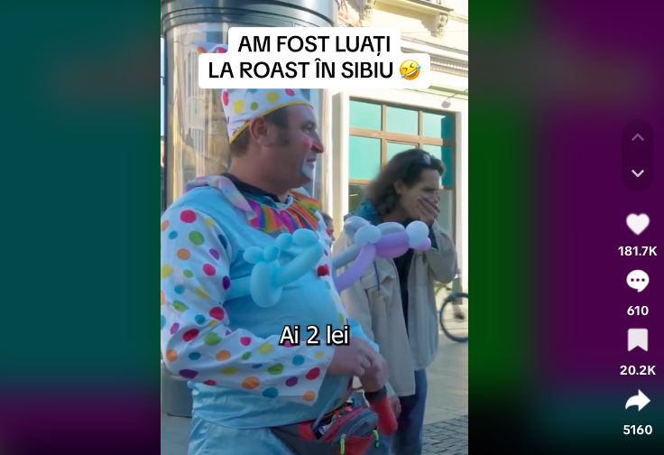 Buratino a ajuns viral într-un video pe TikTok. „De cât timp faceți baloane, că vă pricepeți foarte bine? De dimineață!”