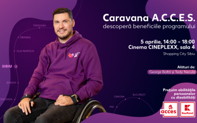 Kaufland România aduce Caravana A.C.C.E.S. în Sibiu. Alături de George Baltă și Tedy Necula promovează incluziunea și oportunitățile de muncă pentru persoanele cu dizabilități în toată țara