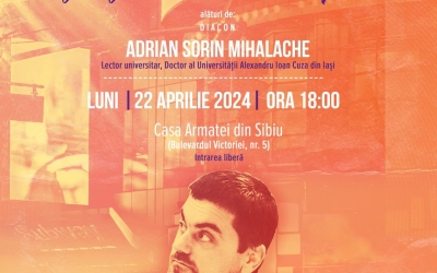 Părintele Adrian Sorin Mihalache vorbește la Sibiu în cadrul unei conferințe care va avea loc la Casa Armatei