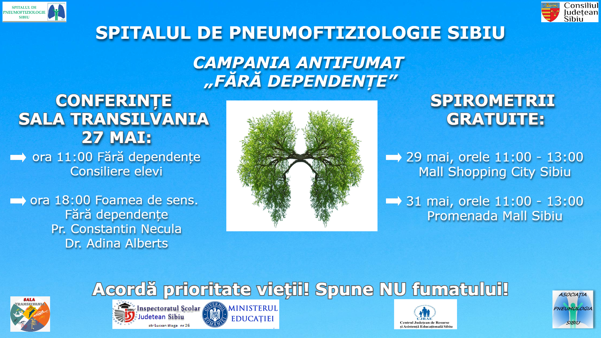 Spitalul TBC anunță începerea celei de-a VII-a ediții a campaniei anti fumat. Anul acesta tinerii vor fi în centrul atenției
